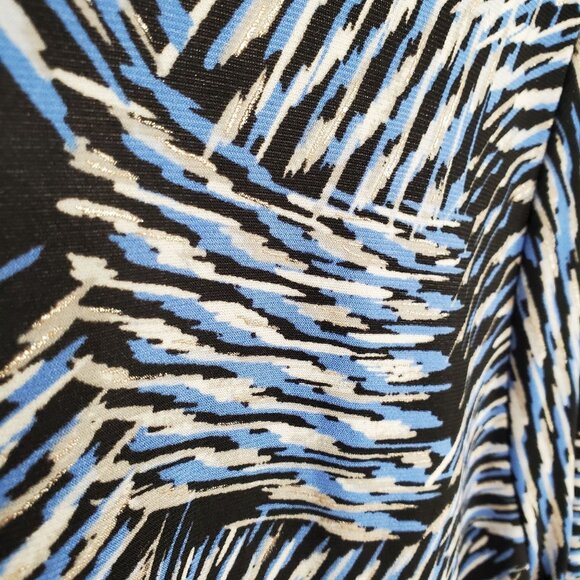 Kasper 3X Blouse Pullover Abstract Swirl Bell Sleeve Stretch Dressy Event Silver - Picture 11 of 13